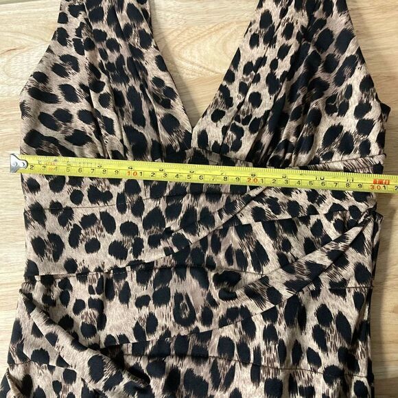 Forever 21, Cheetah Print Cocktail Party Mini Dress, Asymmetrical Layered Pleati - Picture 7 of 7